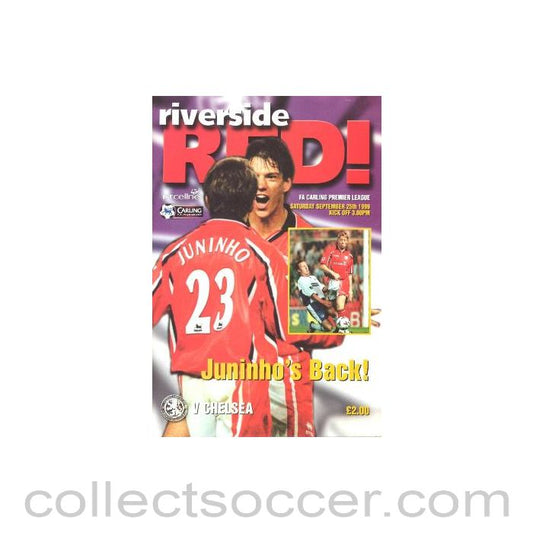 1999 - Middlesbrough vChelsea official programme 25/09/1999 Premier League
