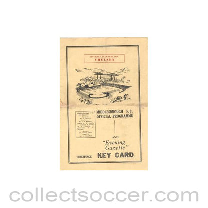 1950 - Middlesbrough vChelsea official programme 26/08/1950