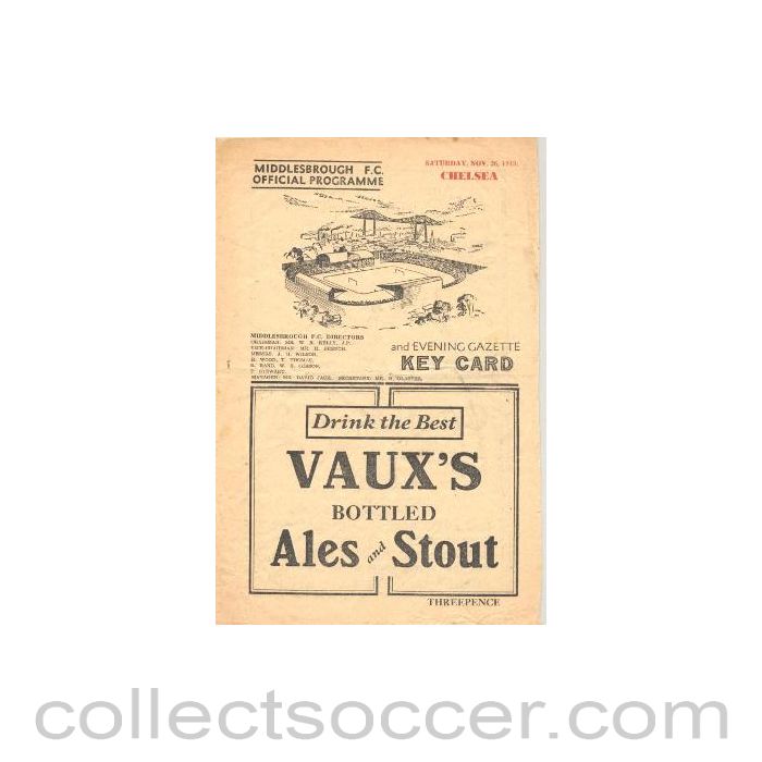 1949 - Middlesbrough vChelsea official programme 26/11/1949