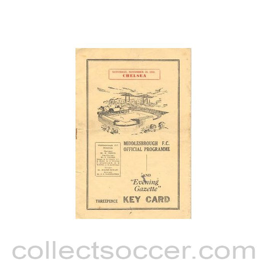 1952 - Middlesbrough v Chelsea official football programme 29/11/1952