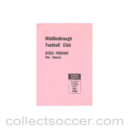1962 - Middlesbrough v Luton Town official programme 27/10/1962 Football League, the pink issue