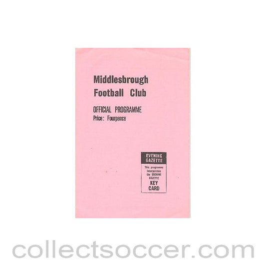 1962 - Middlesbrough v Luton Town official programme 27/10/1962 Football League, the pink issue
