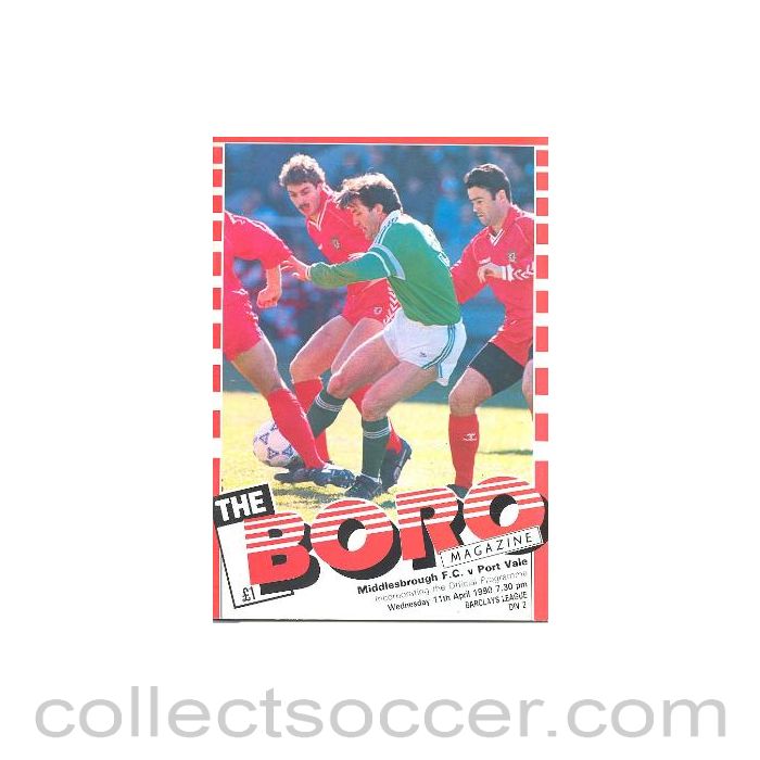 1990 - Middlesbrough v Port Vale official programme 11/04/1990 Barclays League