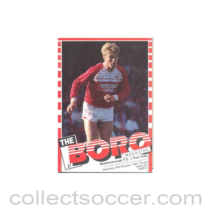 1989 - Middlesbrough v Port Vale official programme 29/11/1989 Zenith Cup