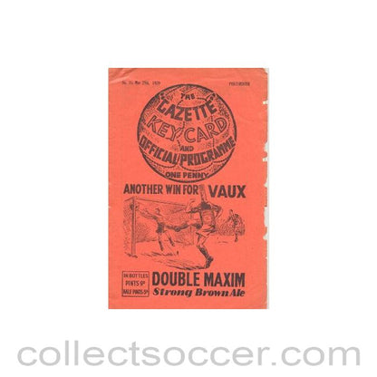 1939 Middlesbrough v Portsmouth official programme