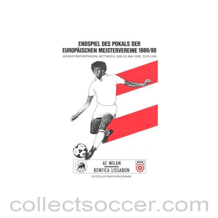 1990 European Cup Final Programme Milan v Benfica Vienna Issue