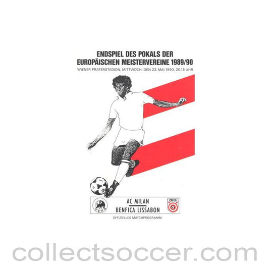 1990 European Cup Final Programme Milan v Benfica Vienna Issue