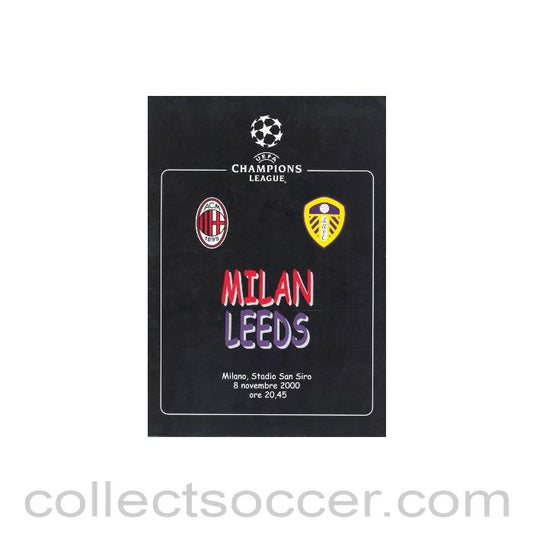 2000 - Milan v Leeds United unofficial programme 08/11/2000 pirate