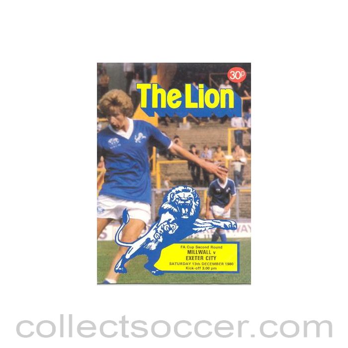 1980 - Millwall v Exeter City official programme 13/12/1980