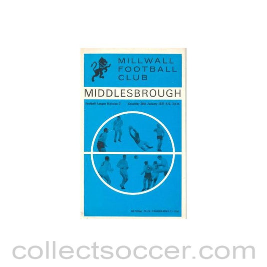 1971 - Millwall v Middlebrough official programme 30/01/1971 Football League