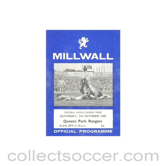 1965 - Millwall v Queen's Park Rangers official programme 02/10/1965 Football League