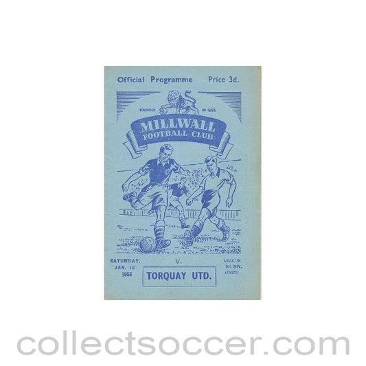 1955 - Millwall v Torquay United official programme 01/01/1955