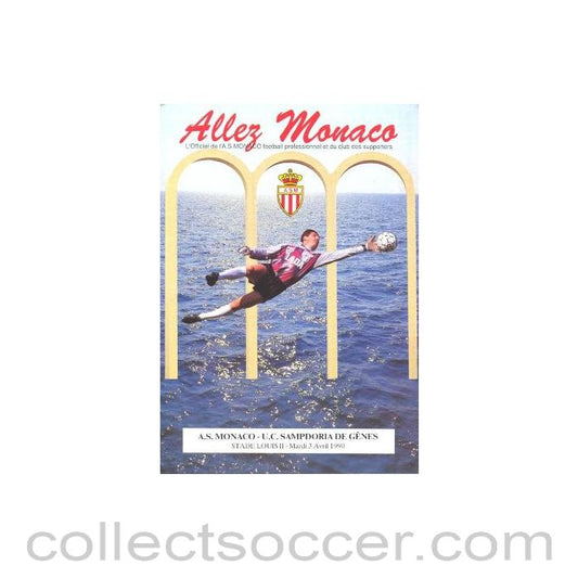 1990 Monaco v Sampdoria official programme 03/04/1990