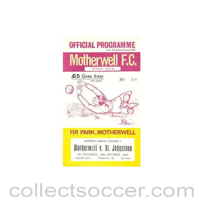 1964 - Motherwell v St. Johnstone official programme 10/10/1964