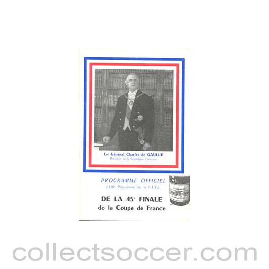 1962 Nancy v Saint-Etienne official programme 13/05/1962 the 45th Final of the Cup of France