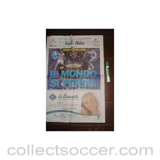 2012 - Napoli v Chelsea programme 21/02/2012 Public Compass Italian Newspaper Edition, Champions League