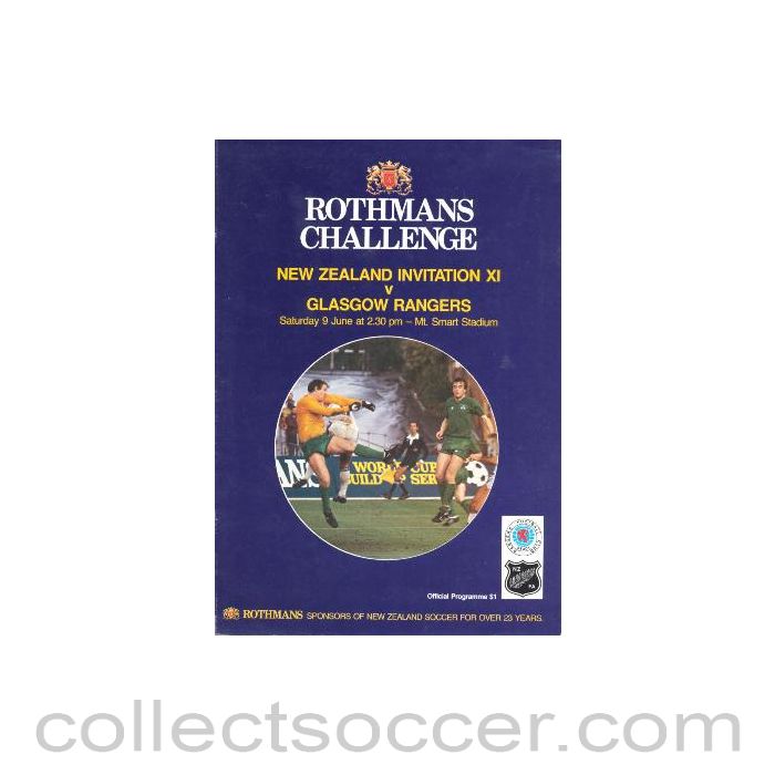 New Zealand Invitation XI v Glasgow Rangers official programme
