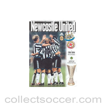1999 - Newcastle United v CSKA Sofia Bulgaria official programme 30/09/1999 UEFA Cup