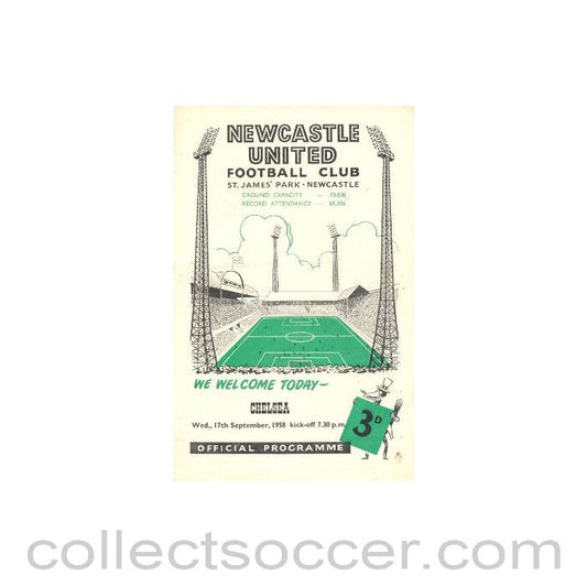 1958 - Newcastle United vChelsea official programme 17/09/1958