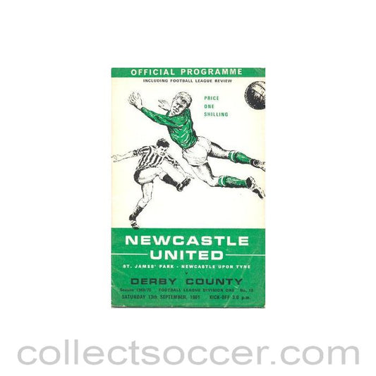 1969 - Newcastle United v Derby County official programme 13/09/1969 Football League