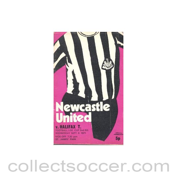 1971 - Newcastle United v Halifax Town official programme 08/09/1971 Football League
