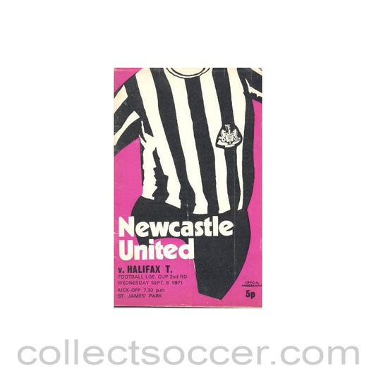 1971 - Newcastle United v Halifax Town official programme 08/09/1971 Football League