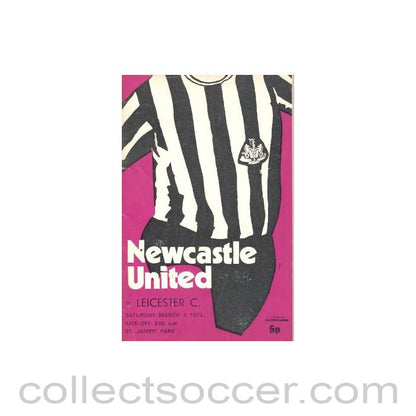 1972 - Newcastle United v Leicester City official programme 04/03/1972 Football League