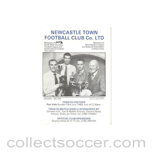 1989 - Newcastle Town v Port Vale official programme 23/07/1989