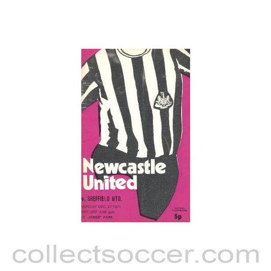 1971 - Newcastle United v Sheffield United official programme 27/12/1971 Football League