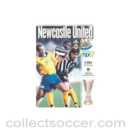1999 - Newcastle United v Zurich official programme 04/11/1999 UEFA Cup