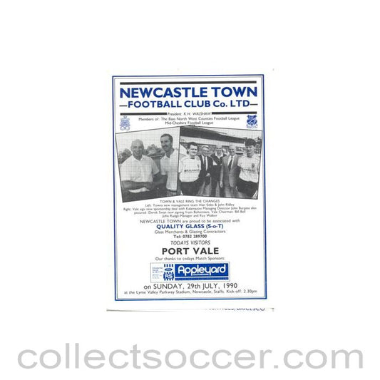1990 - Newcastle Town v Port Vale official programme 29/07/1990 Pre-Season Friendly