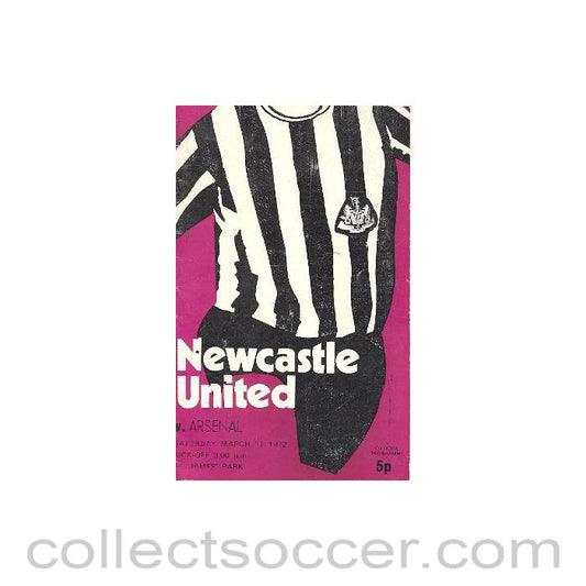 1972 - Newcastle United v Arsenal official programme 11/03/1972