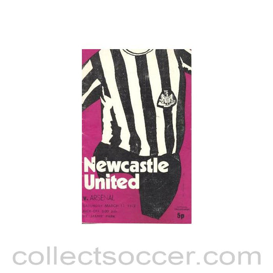 1972 - Newcastle United v Arsenal official programme 11/03/1972