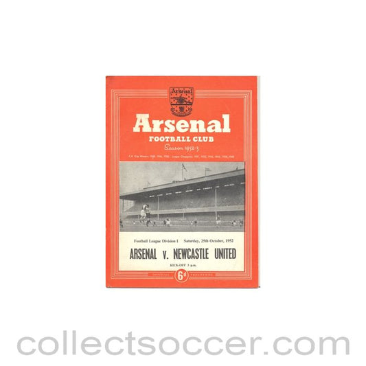 1952 - Arsenal v Newcastle United official programme 25/10/1952