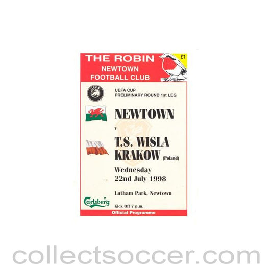 1998 - Newtown v Wisla Krakow Poland official programme 22/07/1998 UEFA Cup