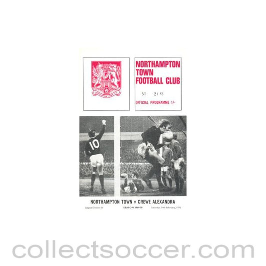 1970 - Northampton Town v Crewe Alexandra official programme 14/02/1970 Football League