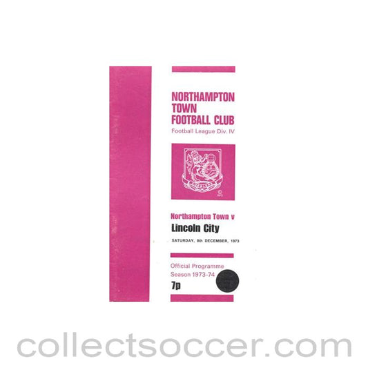 1973 - Northampton Town v Lincoln City official programme 08/12/1973 Football League