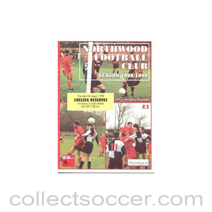 1998 - Northwood vChelsea Reserves official programme 06/08/1998 friendly match