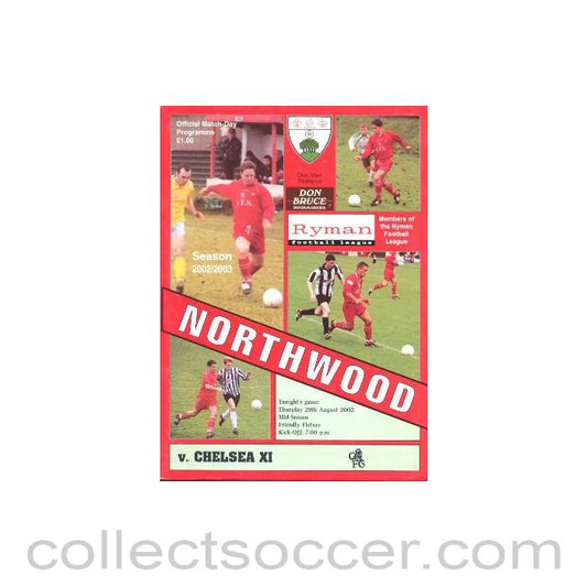 2002 - Northwood vChelsea XI official programme 29/08/2002 Friendly Match