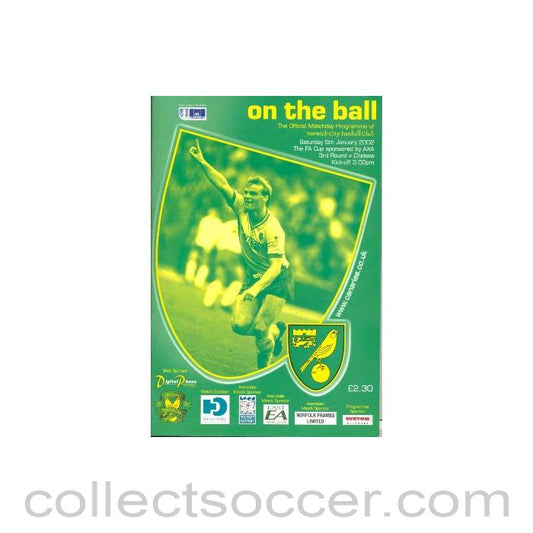 2002 - Norwich City vChelsea official programme 05/01/2002 F.A. Cup
