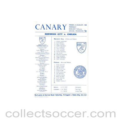 1980 - Norwich City vChelsea official programme 08/08/1980