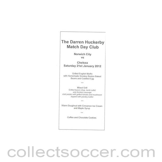 2012 - Norwich City v Chelsea menu 21/01/2012 Premier League