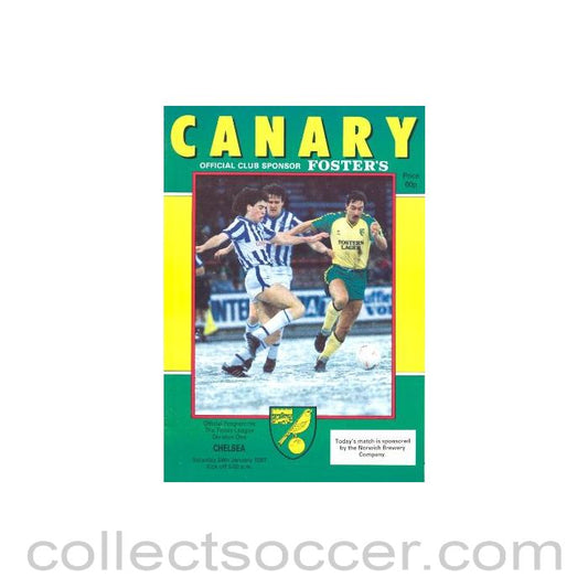 1987 - Norwich City vChelsea official programme 24/01/1987