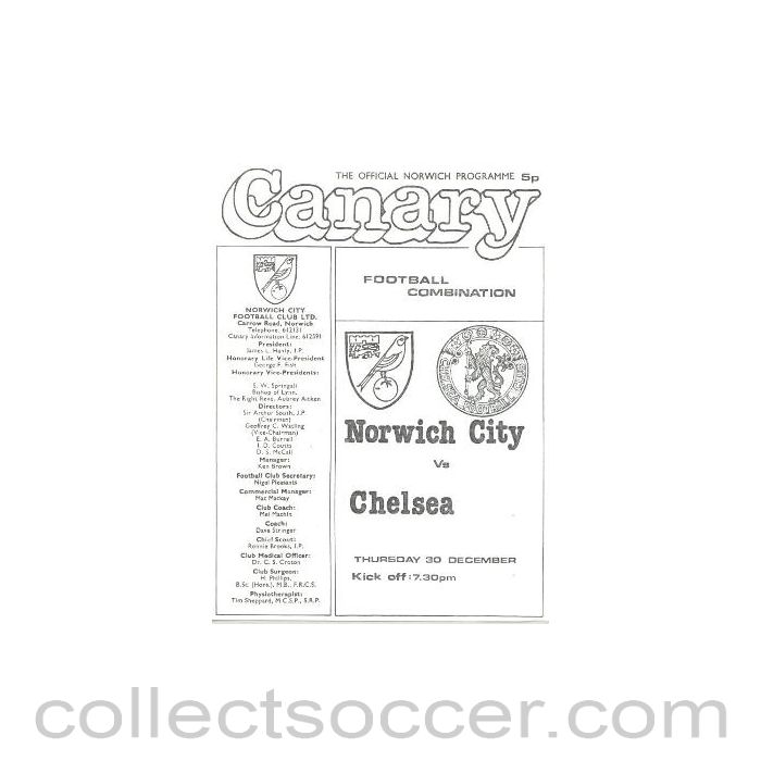 1982 - Norwich City vChelsea official programme 18/12/1982