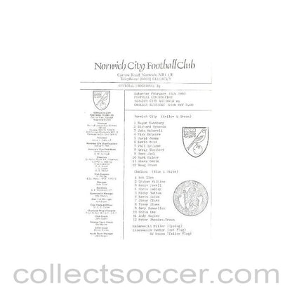 1980 - Norwich City Reserves vChelsea Reserves official programme 16/02/1980