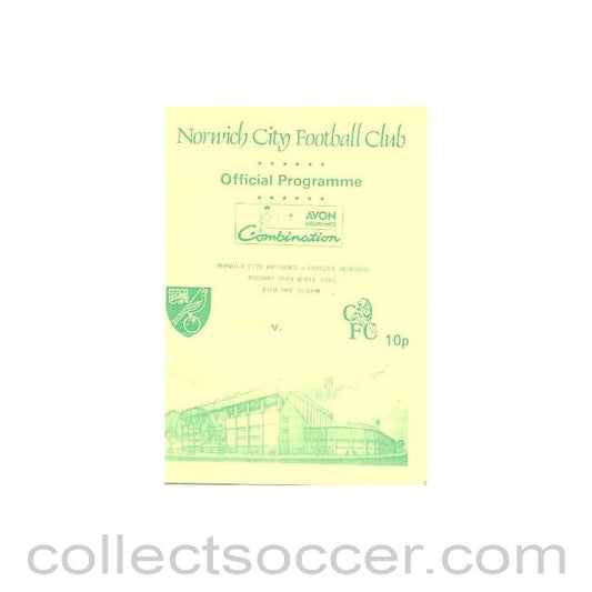 1995 - Norwich City Reserves vChelsea Reserves official programme 25/04/1995