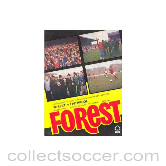 1978 - Nottingham Forest v Liverpool official programme 13/09/1978 European Cup