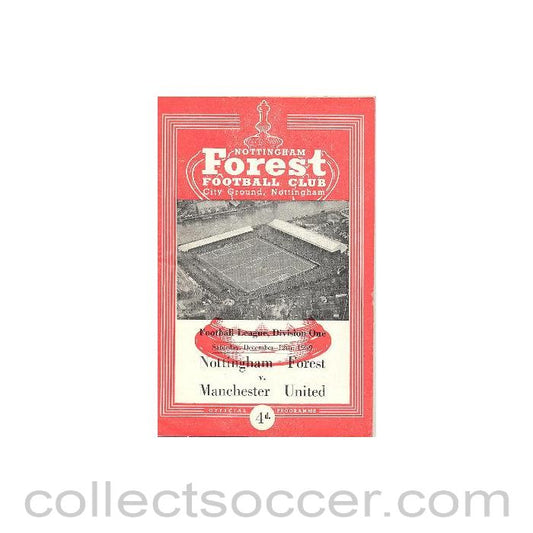 1959 - Nottingham Forest v Manchester United official programme 12/12/1959 Football League