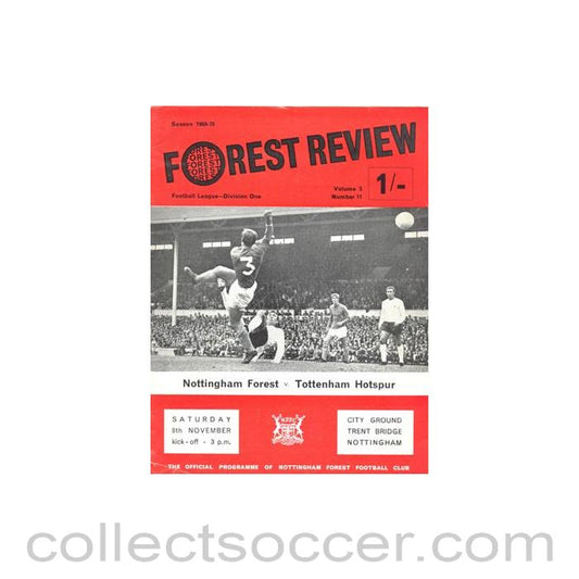 1969 - Nottingham Forest v Tottenham Hotspur official programme 08/11/1969 Football League