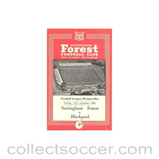 1962 - Nottingham Forest v Blackpool official programme 11/09/1962